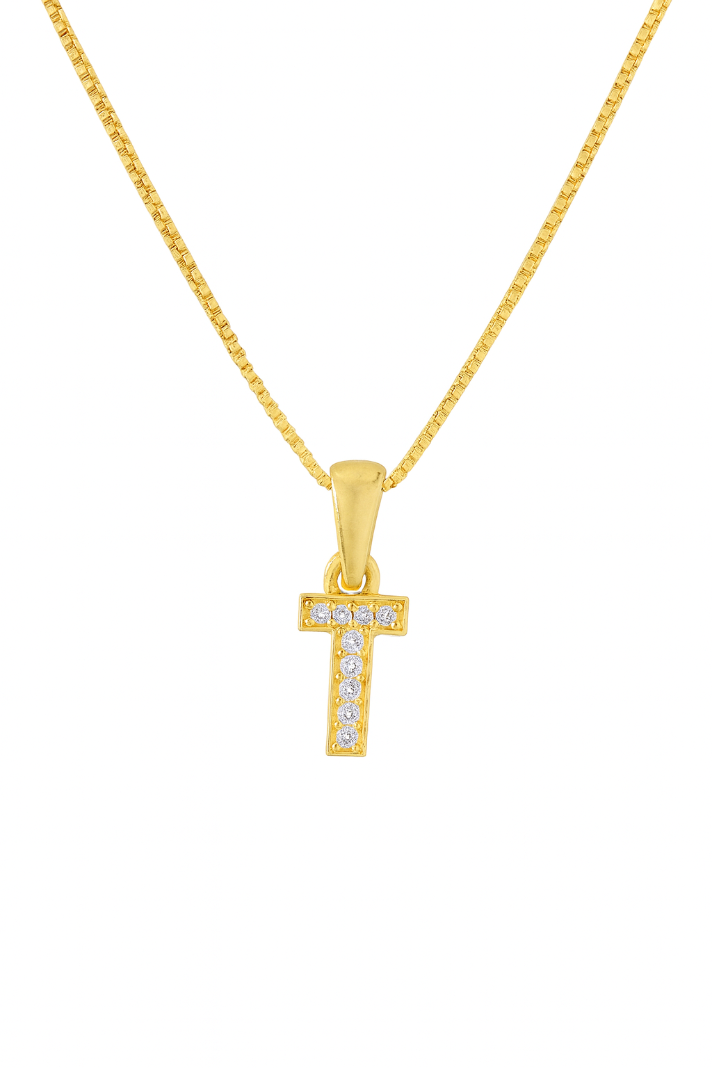 Colier argint placat cu aur 14k litera T