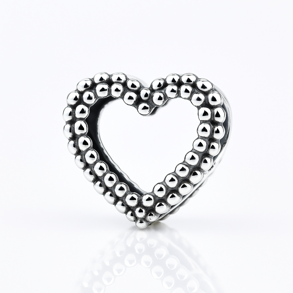 Talisman inimă argint 925 cu design detaliat, ideal pentru colecțiile de bijuterii Pandora