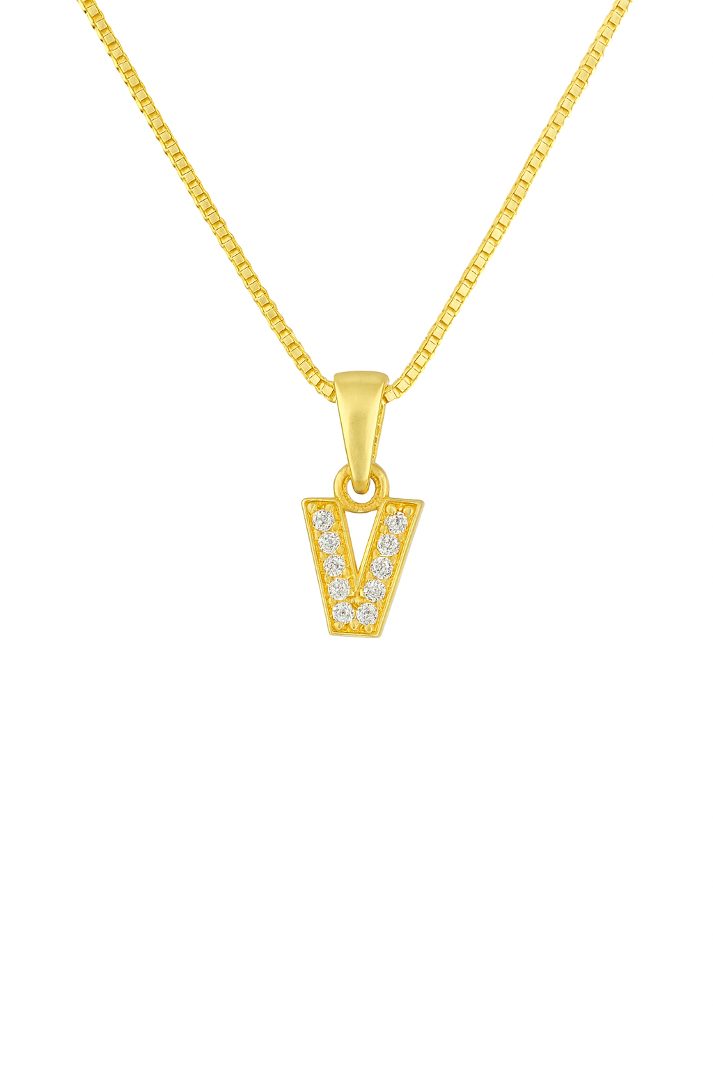 Colier argint placat cu aur 14k litera V