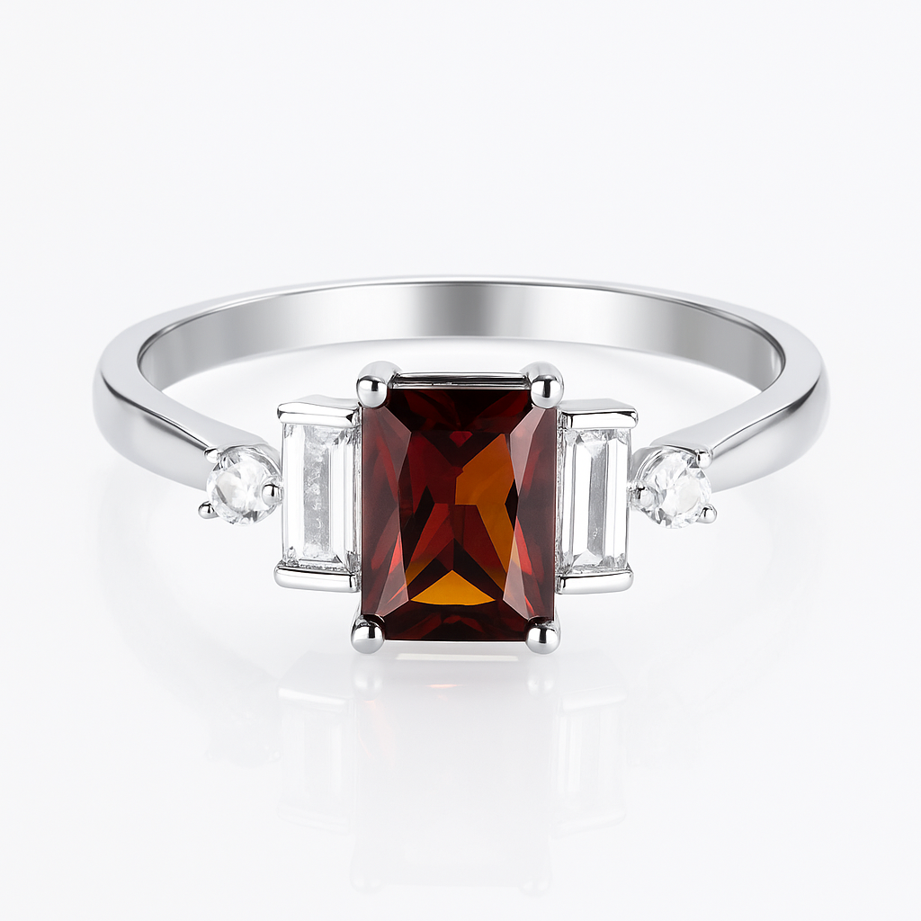 bijuterie de lux din argint 925 cu piatră roșie strălucitoare, inel rafinat pentru cadou – InfinityBijoux