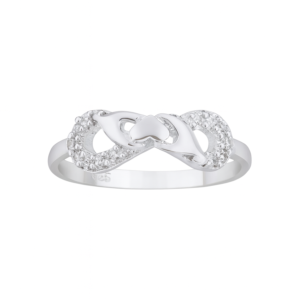 bijuterie elegantă inel argint 925 simbol infinit cu pietre zirconiu