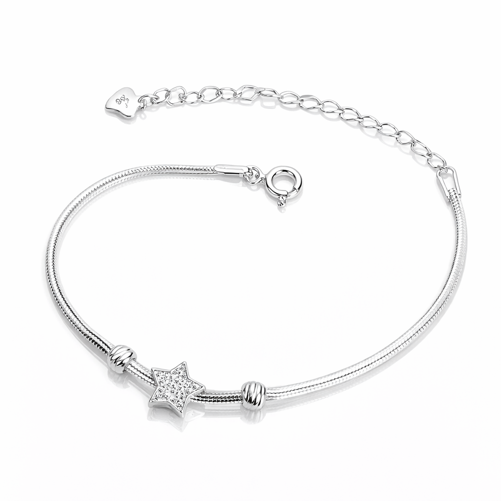bratara eleganta din argint 925 cu stea si zirconii, accesoriu modern livrat in cutie cadou