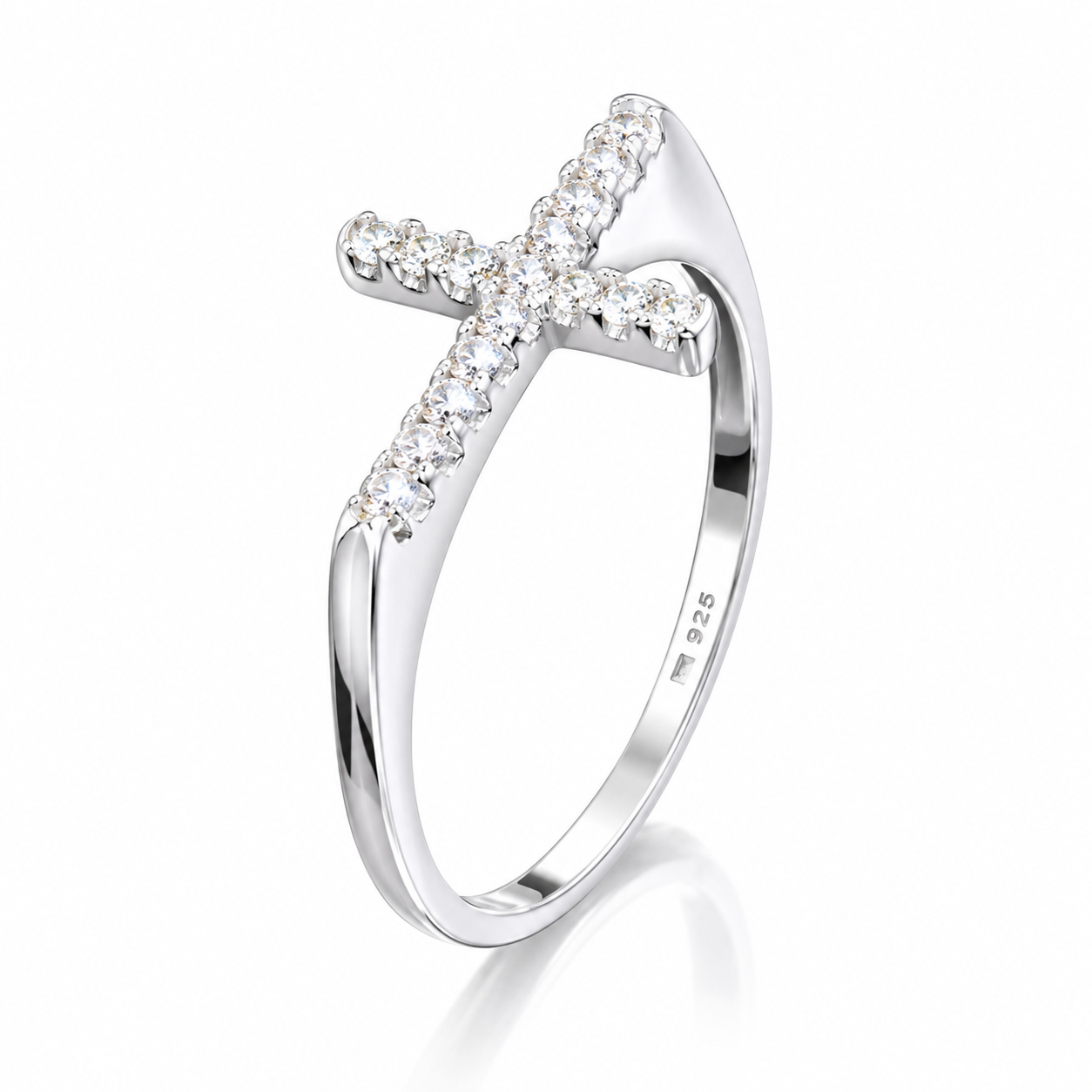 Inel din Argint 925 „Crucea Luminii” – Zirconii Albe, Design Elegant și Simbolic ID553