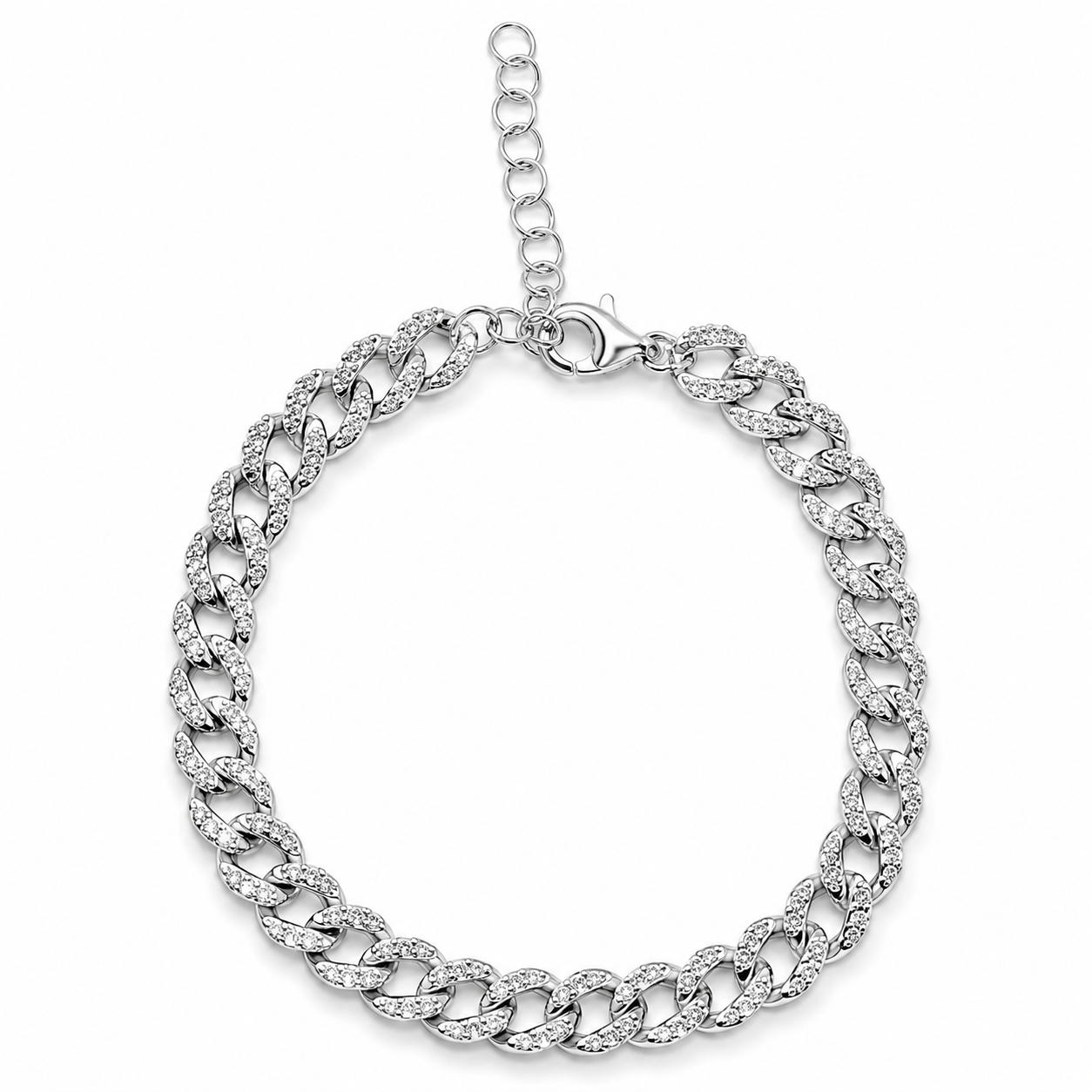 Brățară din Argint 925 „Elena” cu Zirconii Strălucitoare – Model Tip Lanț Cuban BD