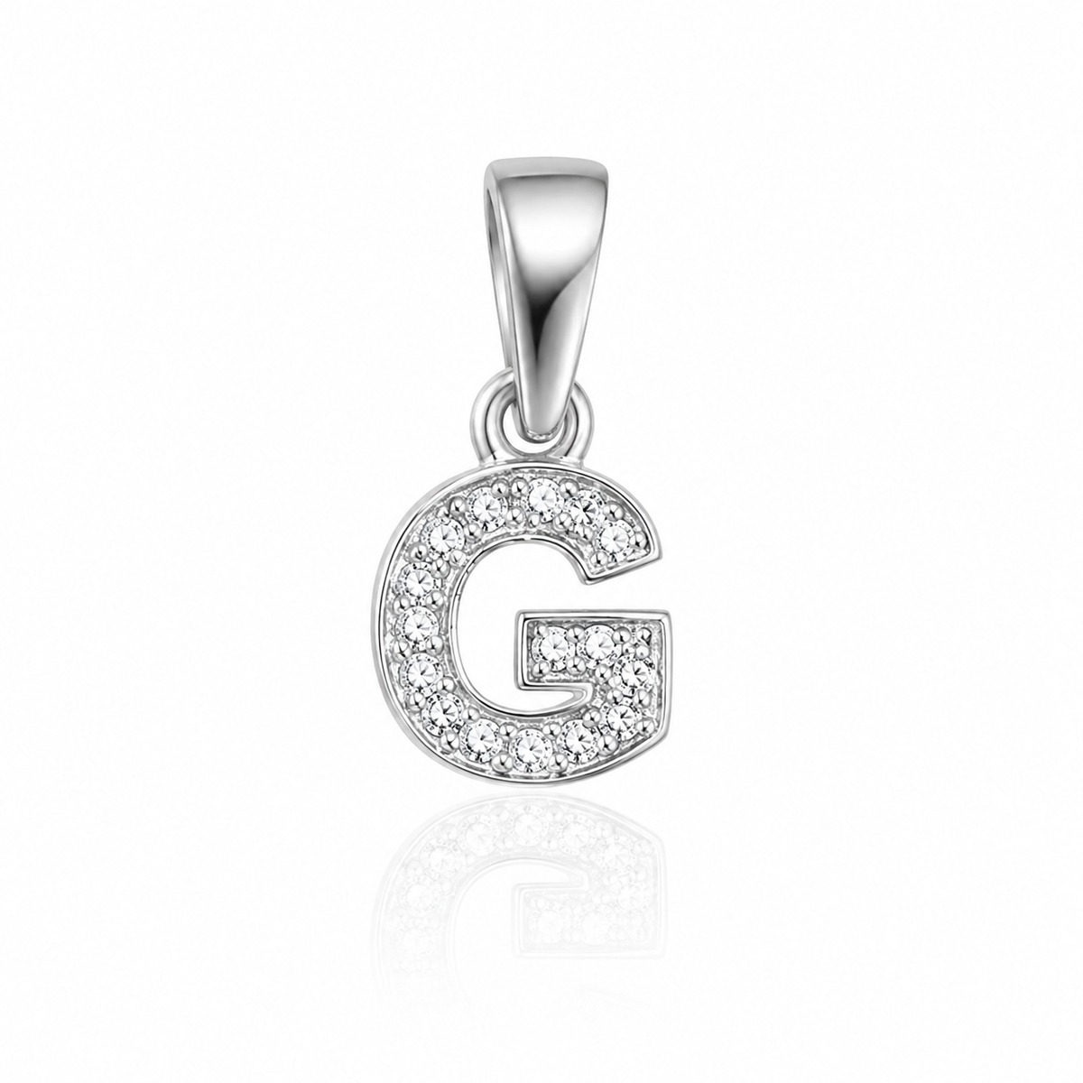 Pandantiv cu Inițiala G din Argint 925 și Zirconii – Literă G Elegantă, 1 cm, 0.76 g, Bijuterie Personalizată pentru Femei