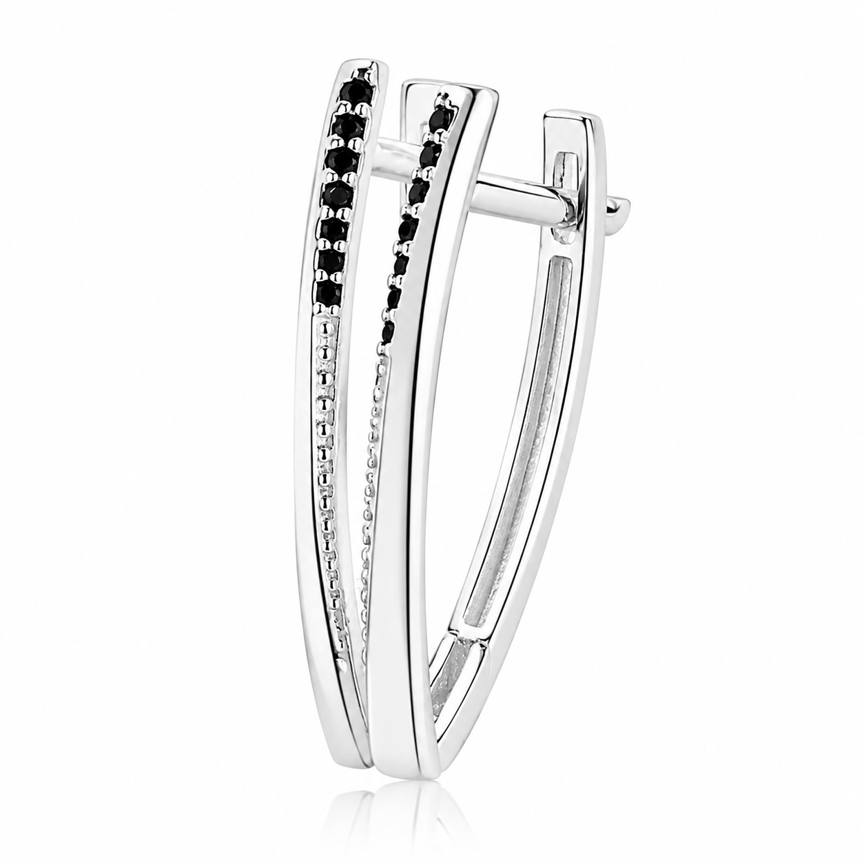 Cercei din Argint 925 „Noaptea Regală” cu Zirconii Negre – Eleganță Modernă, Închidere Englezească CD611