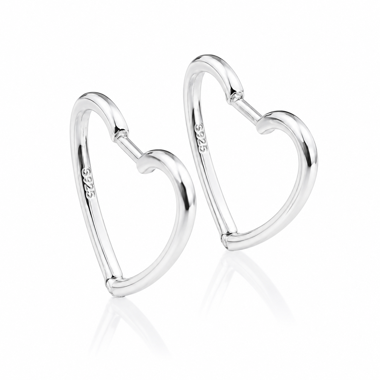 Cercei Inimă din Argint 925 – Eleganță Minimalistă, Design Modern 2x2 cm, 3.35g, Cadou Ideal Femei. CD592
