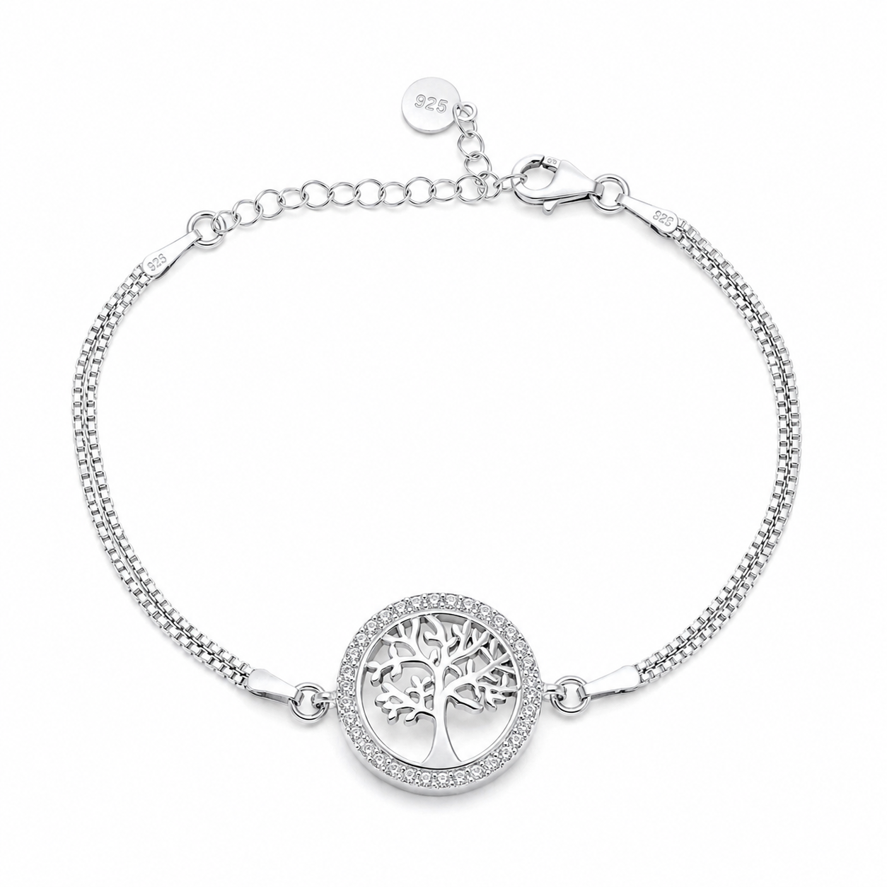 Brățară din Argint 925 „Arborele Vieții” cu Zirconii – Reglabilă 14+4 cm, 3,70 g BD459