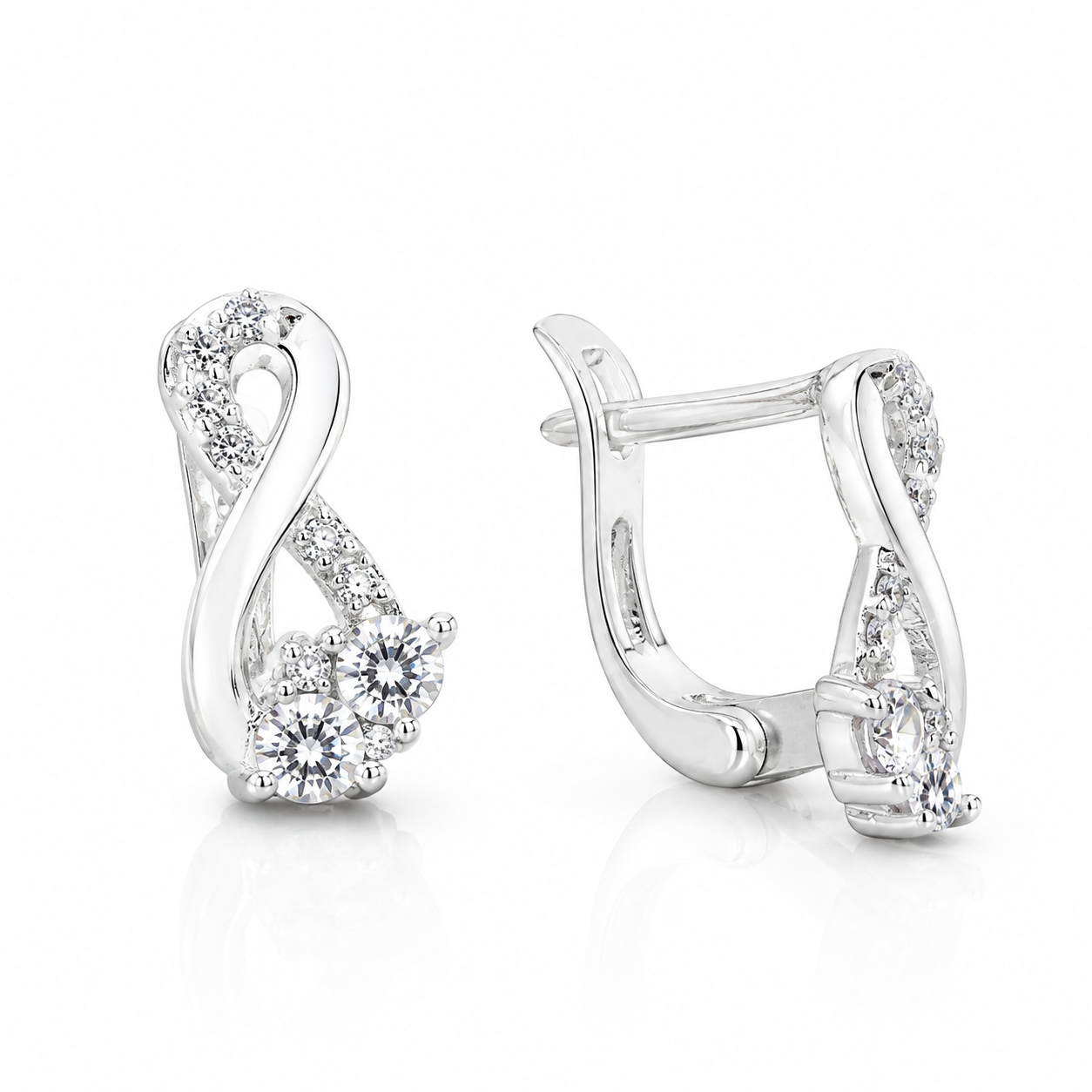 Cercei Infinit Dublu „Elara” din Argint 925 cu Zirconii Albe – Eleganță și Simbolul Iubirii Infinite
