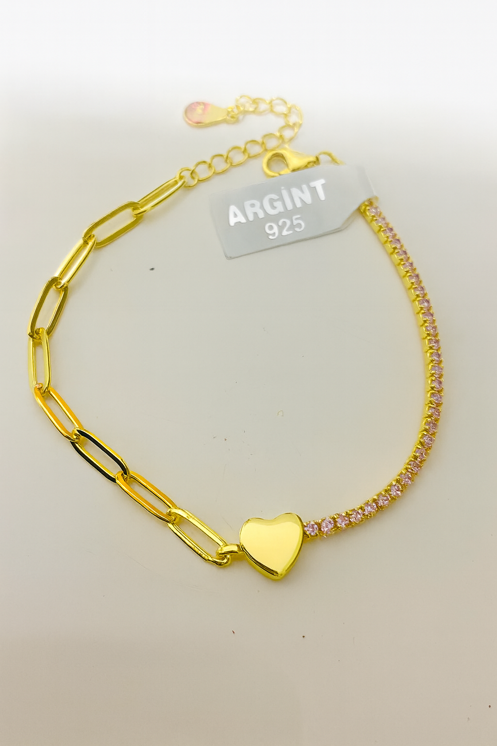 Bratara pink heart glow aurie pe mana