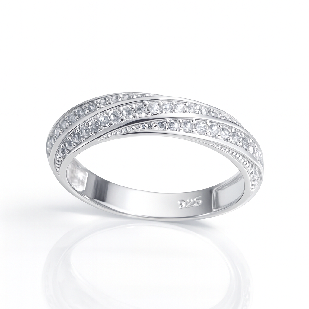 inel elegant argint 925 pentru damă, model cu zirconii strălucitoare