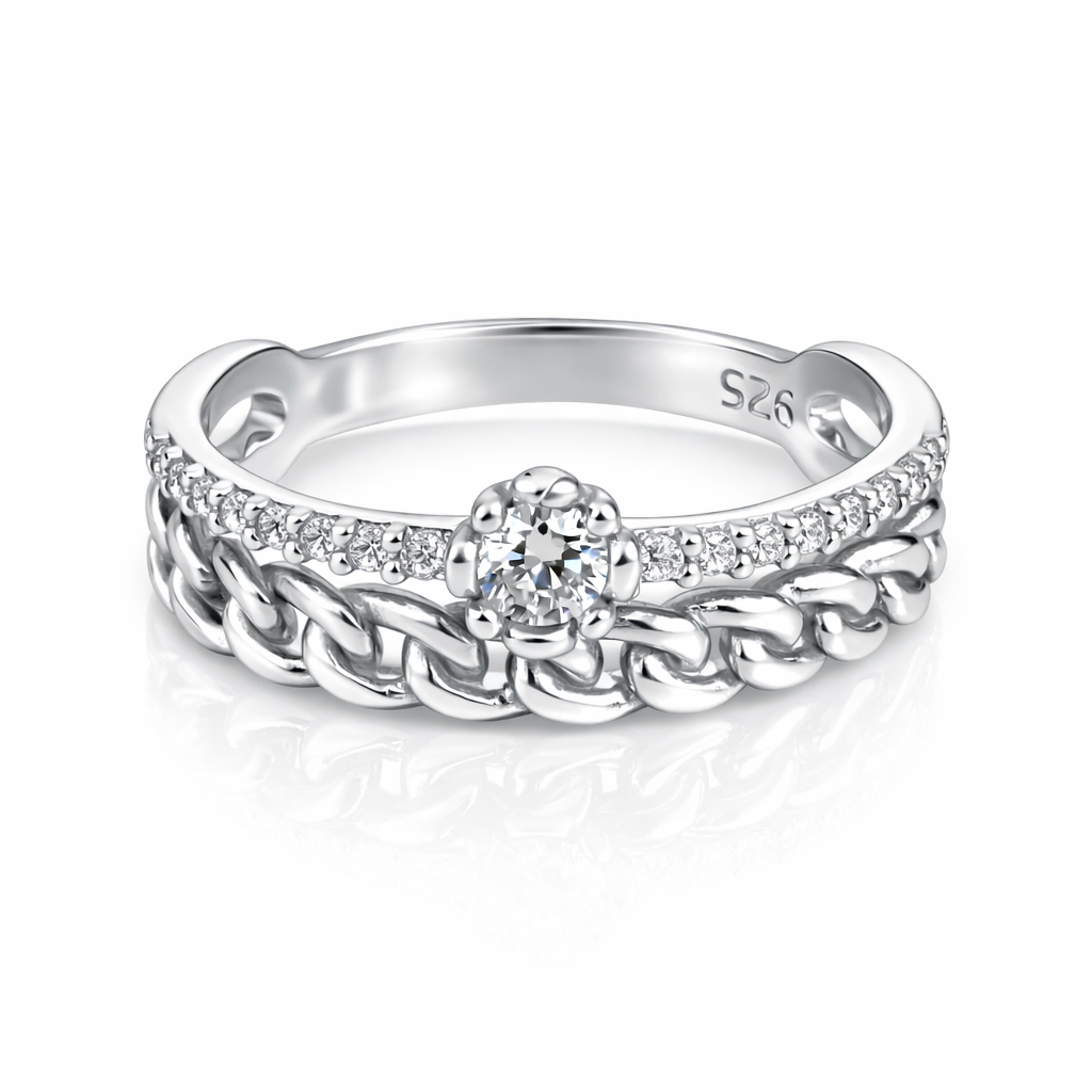 inel elegant din argint 925 rodiat, design contemporan cu zirconiu