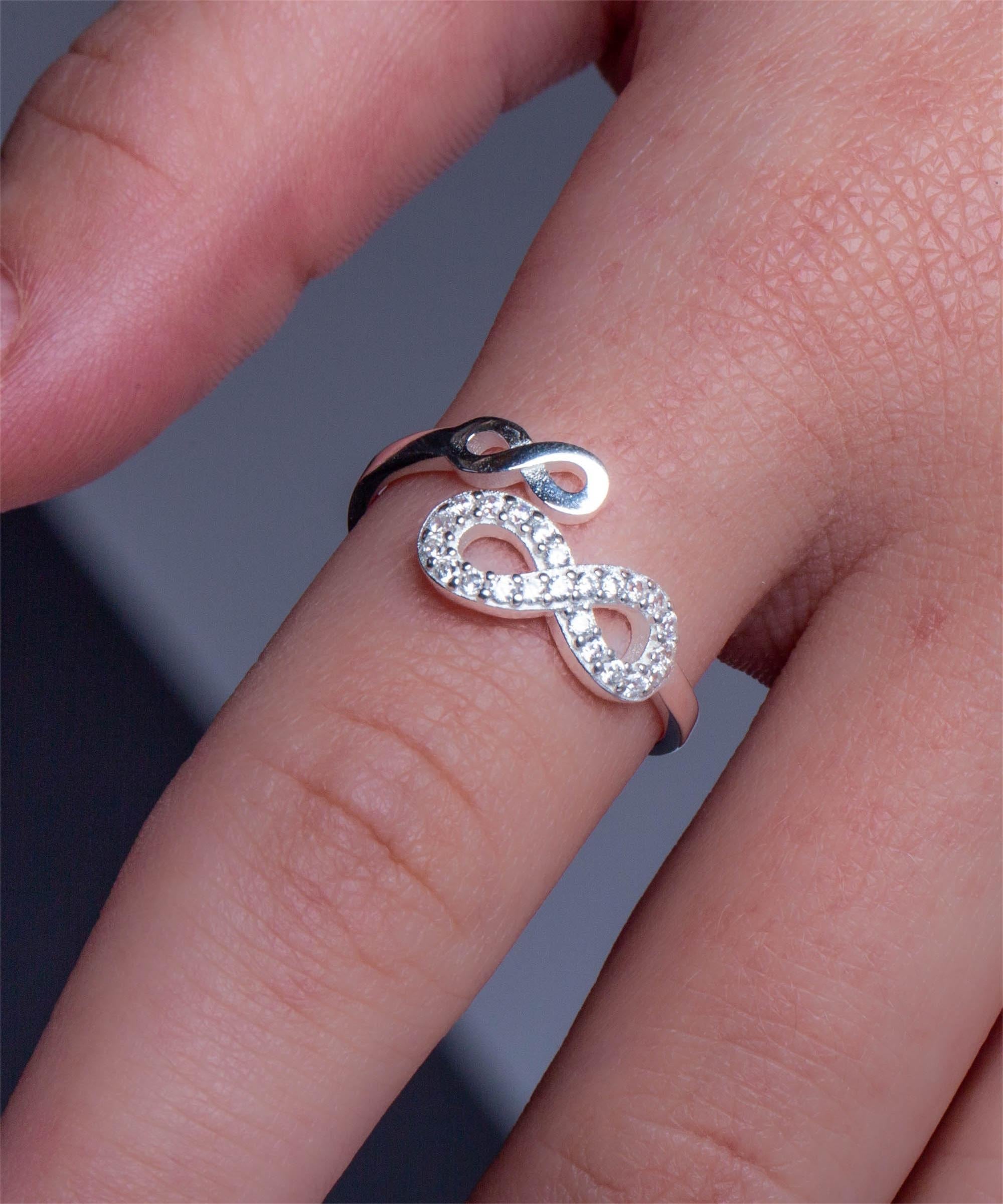 Inel Reglabil din Argint 925 "Double Infinity" cu Zirconii – Simbolul Iubirii Eterne. ID239