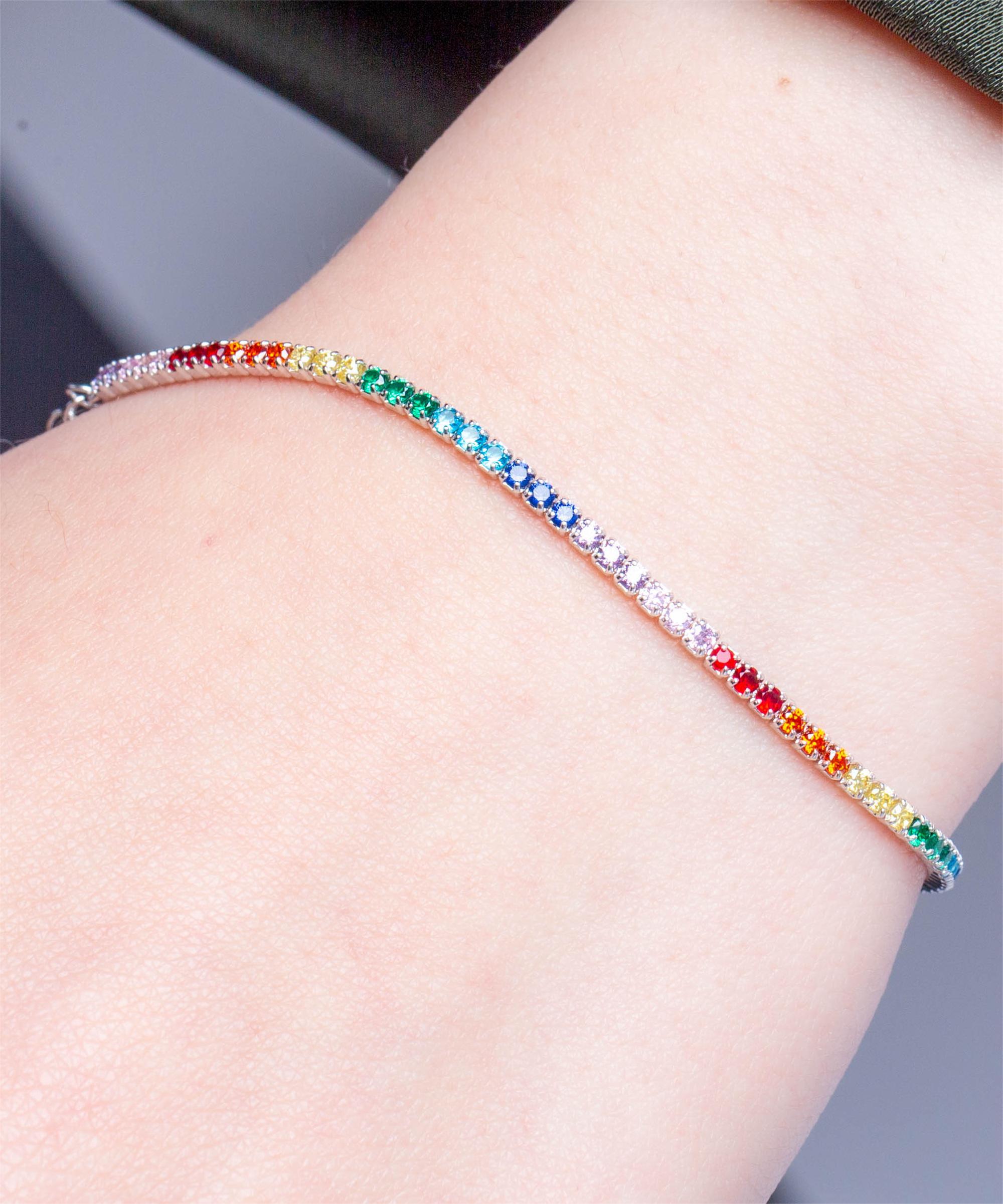 Bratara argint cu cristale multicolore zirconiu