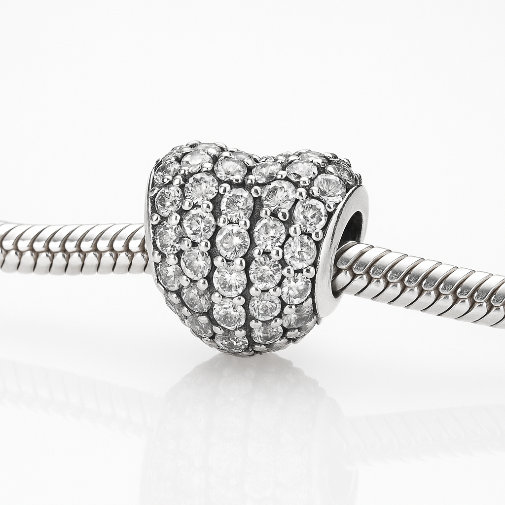 talisman elegant din argint 925 pentru brățară Pandora, simbol al iubirii