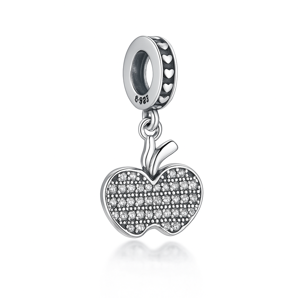 talisman măr argint 925 pentru brățară Pandora, bijuterie elegantă cu pietre cubic zirconia